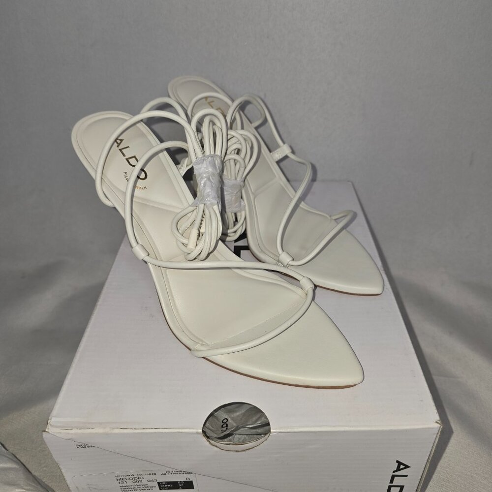 Aldo Melodic Strappy Wrap Around Sandal, Bone White, Women's US Size 6.5, NWT